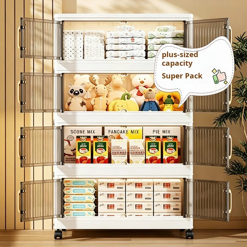 Clear-Door Storage Cabinet with Wheels