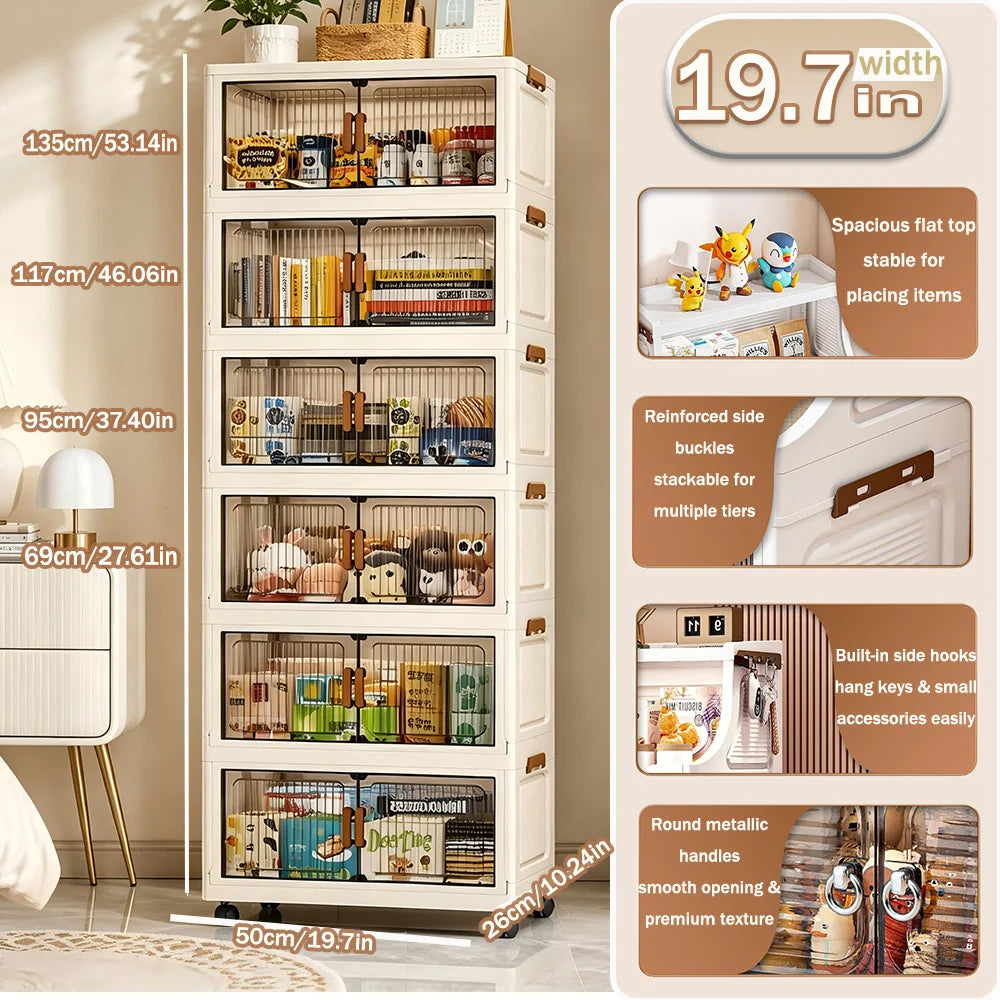 Foldable Storage Cabinet with Wheels