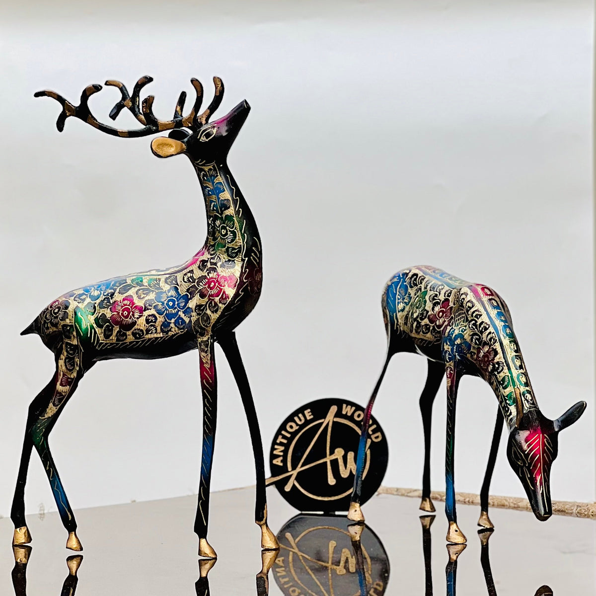 Naqshi Artistic  Brass Deer ( Set of 2 )