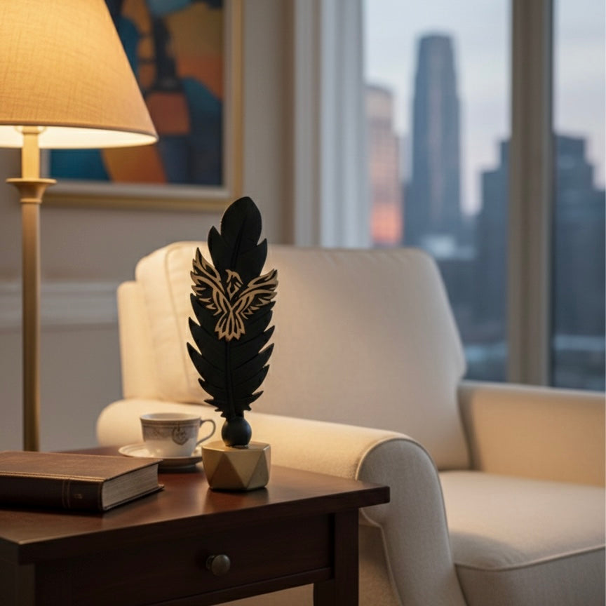 Modern Luxury Golden Feather Decor Piece