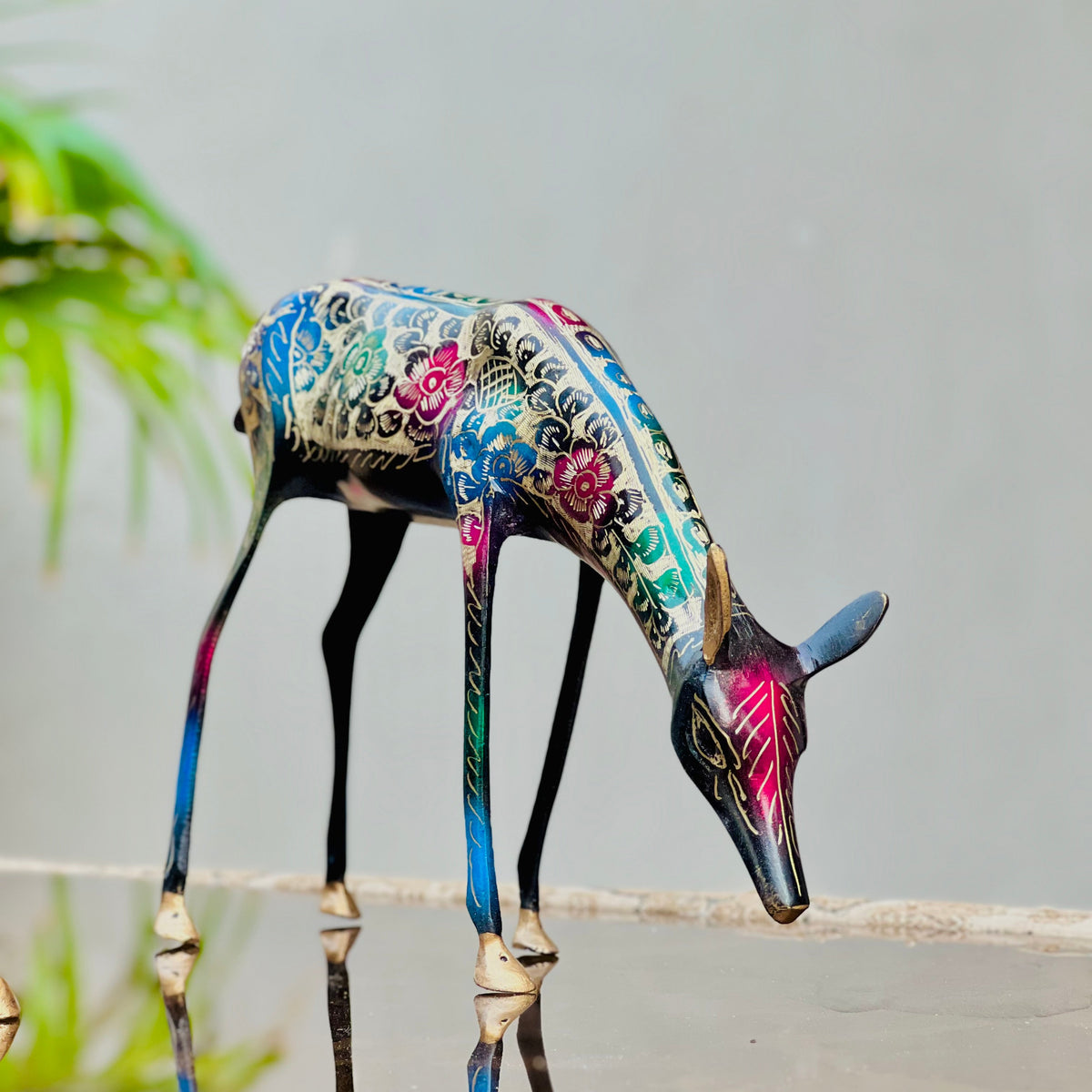 Naqshi Artistic  Brass Deer ( Set of 2 )