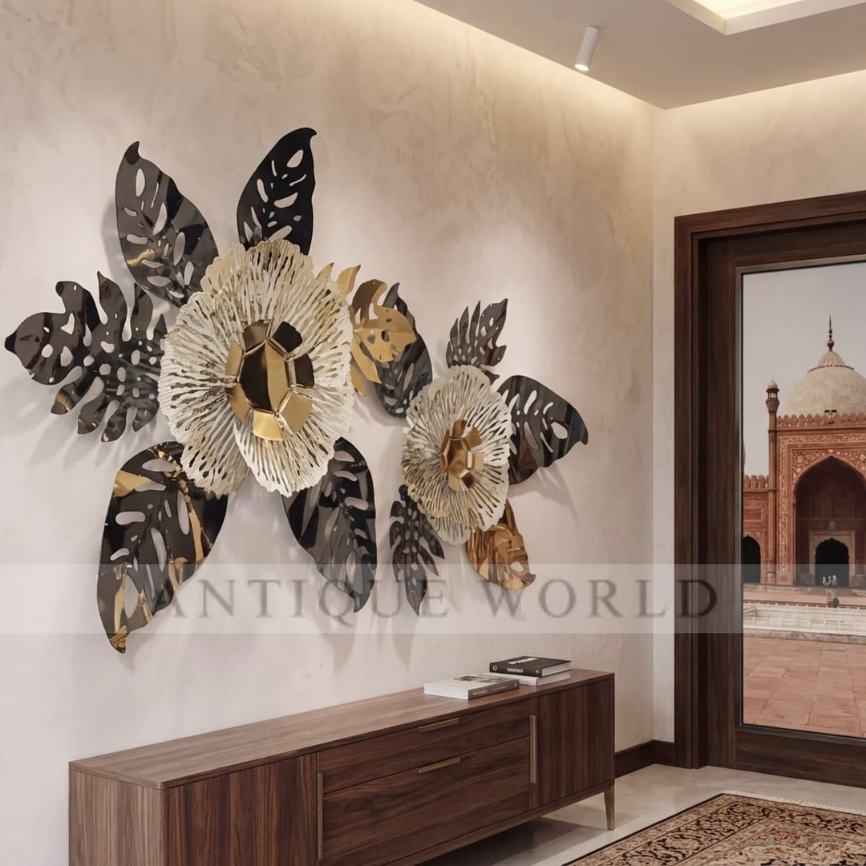 Premium 3D Metallic Flora Wall Art
