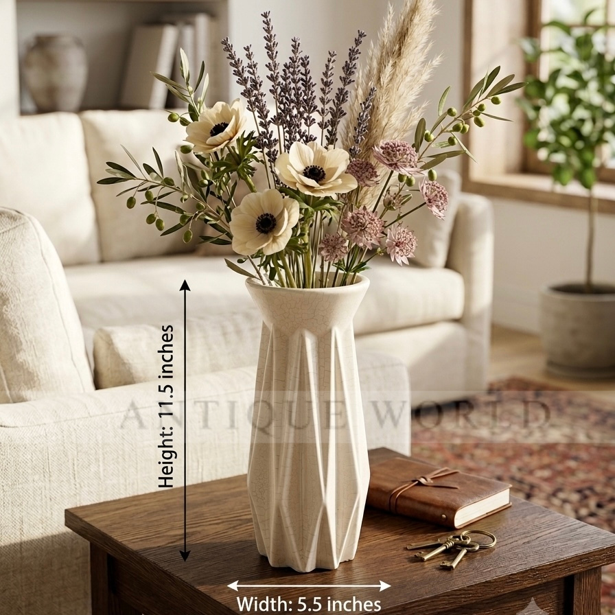 Crackled Cream Decorative Vase