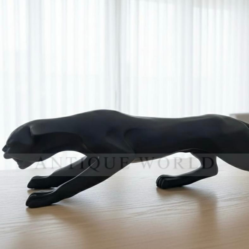 The Majestic Stalk Cracked Resin Leopard Figurine