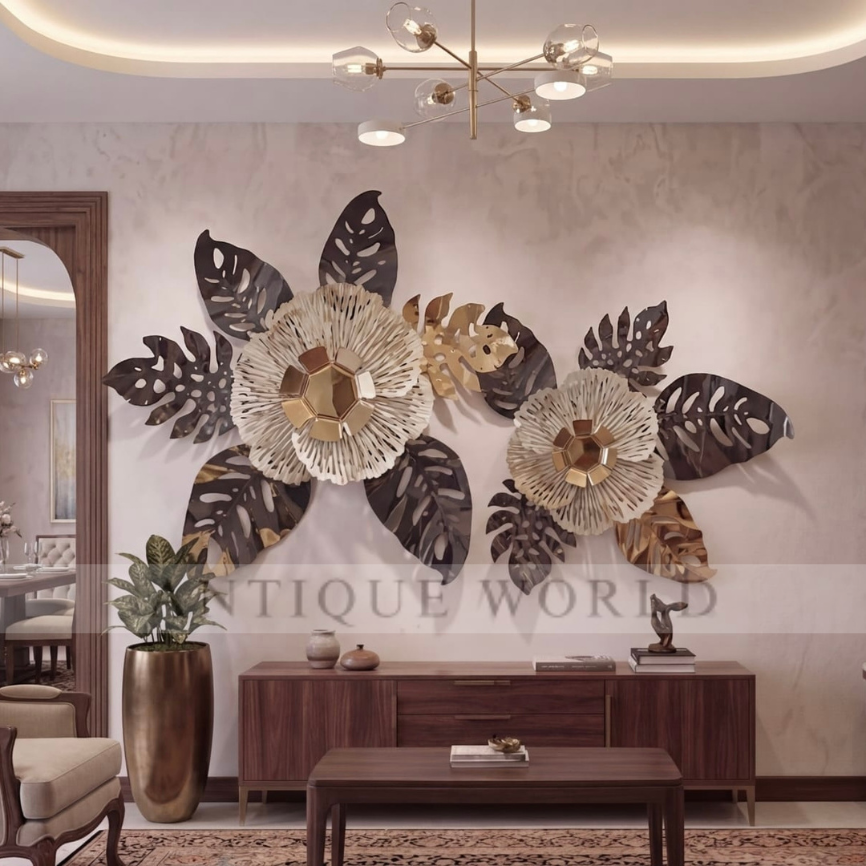 Premium 3D Metallic Flora Wall Art