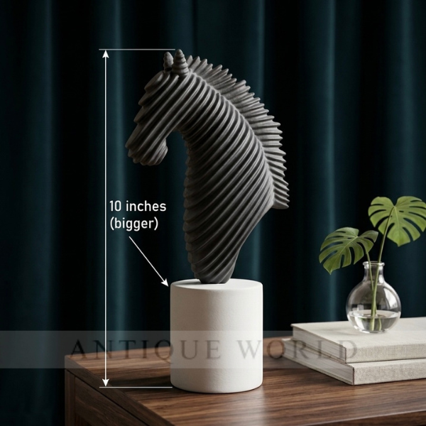 Abstract Striped Horse Head Mascot Animal Sculpture