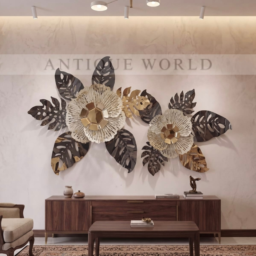Premium 3D Metallic Flora Wall Art