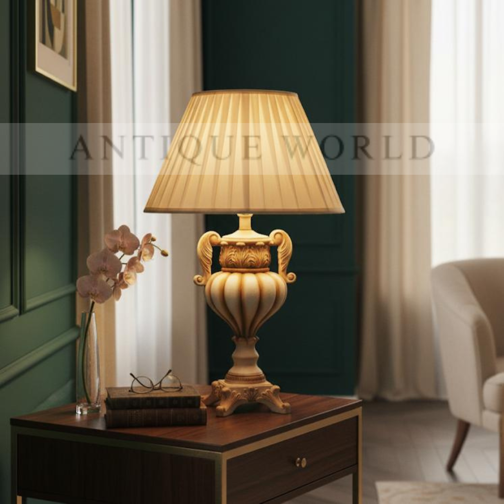 Medieval Golden-White Resin Table Lamp 1Pc