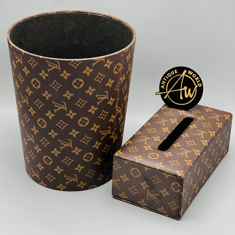 Louis  Vuitton Monogram Round Basket and Tissue Box Set