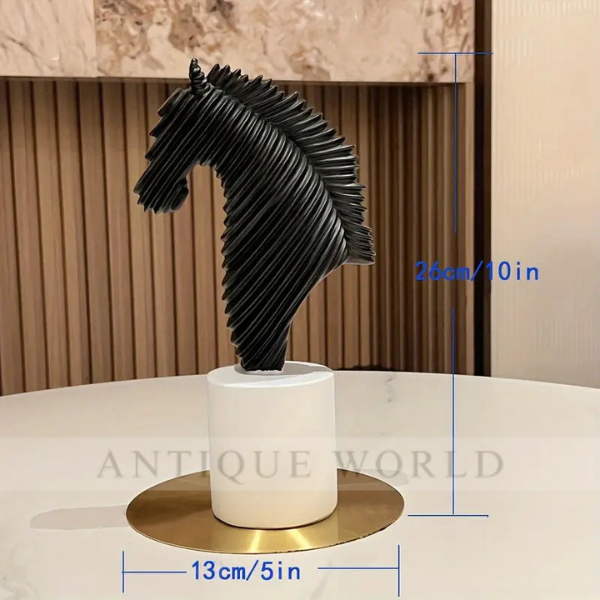 Abstract Striped Horse Head Mascot Animal Sculpture