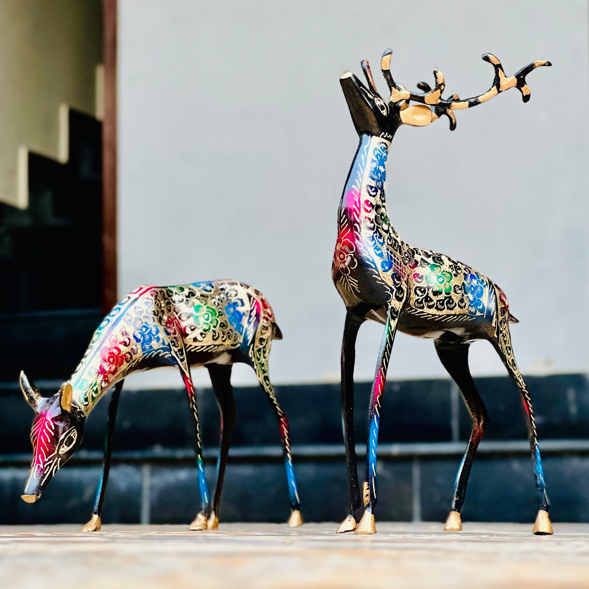 Naqshi Artistic  Brass Deer ( Set of 2 )