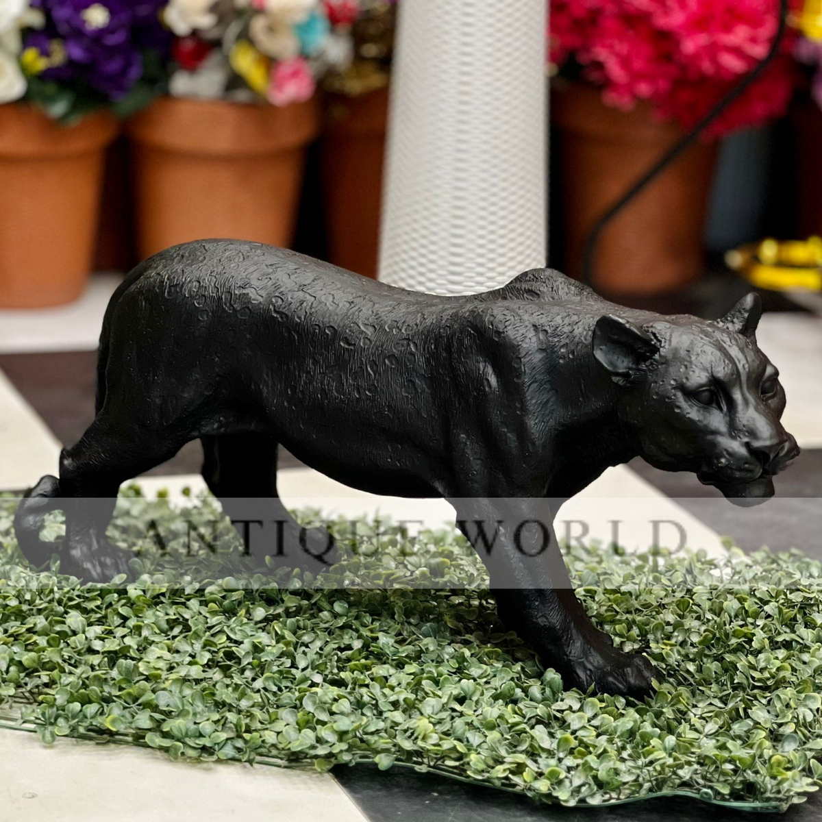 Antique  Panther Statue (  Black , Gold , Off White )
