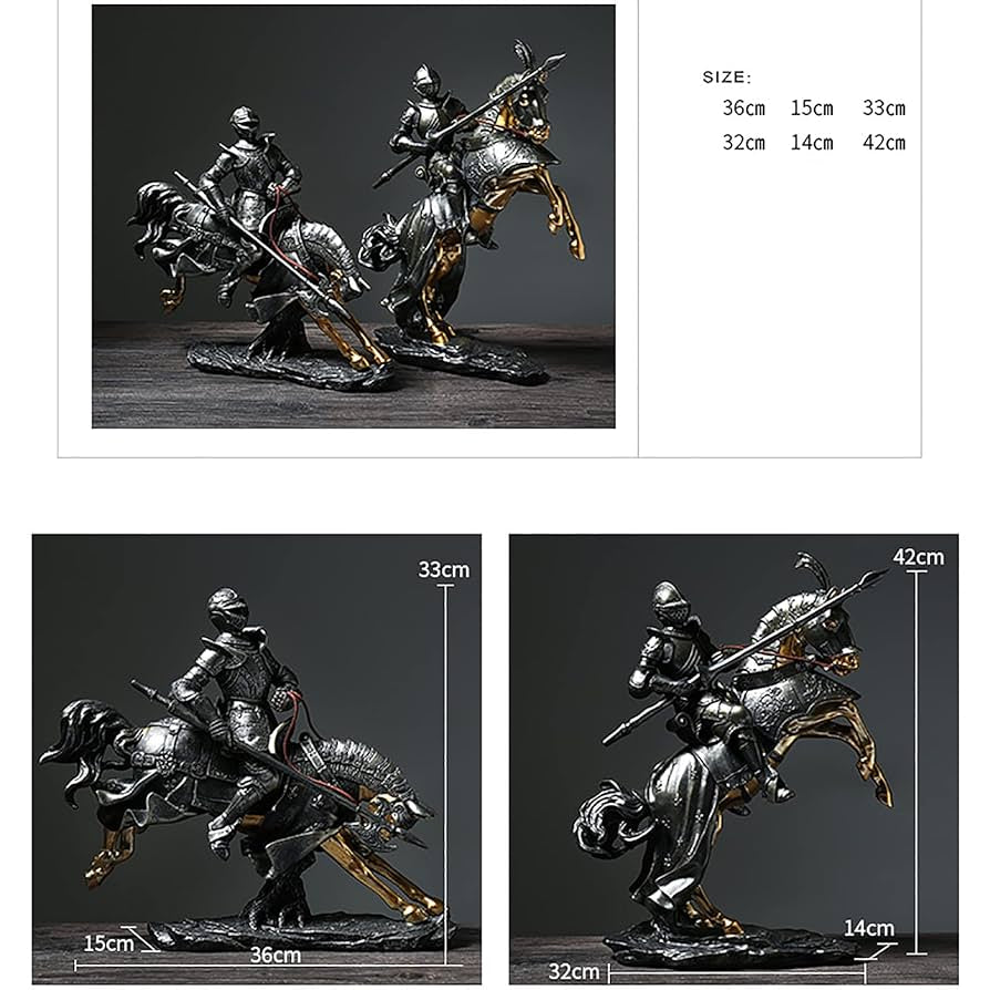 Medieval Knight Horse Statue Sculpture