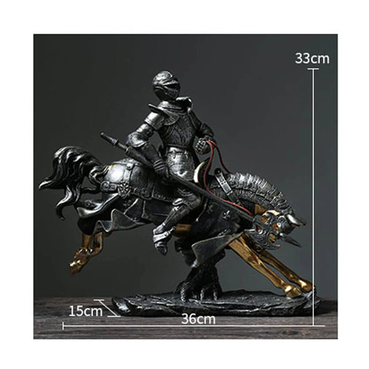 Medieval Knight Horse Statue Sculpture