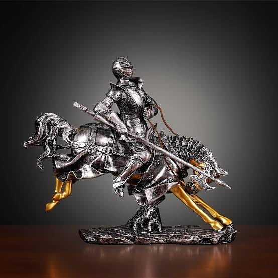 Medieval Knight Horse Statue Sculpture