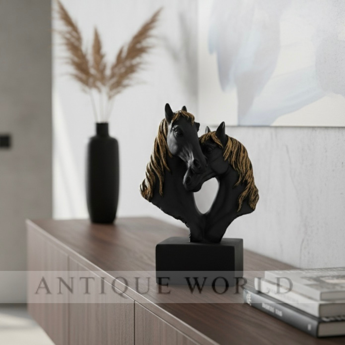 Premium Twin Horse Heart Sculpture