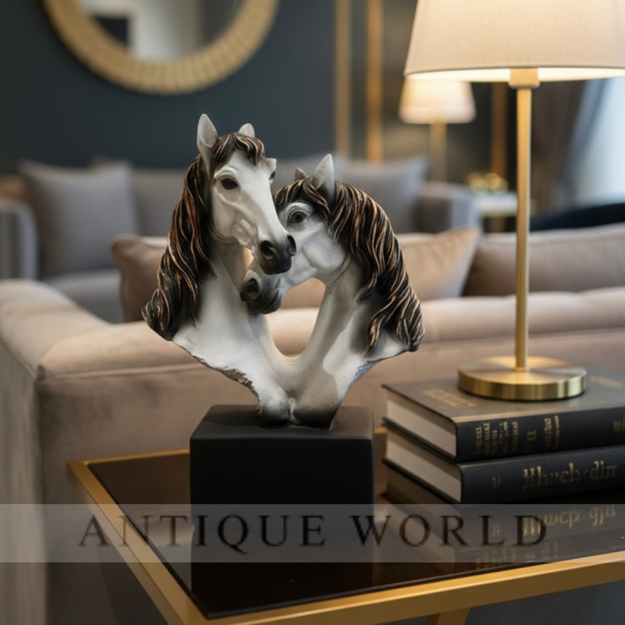 Premium Twin Horse Heart Sculpture