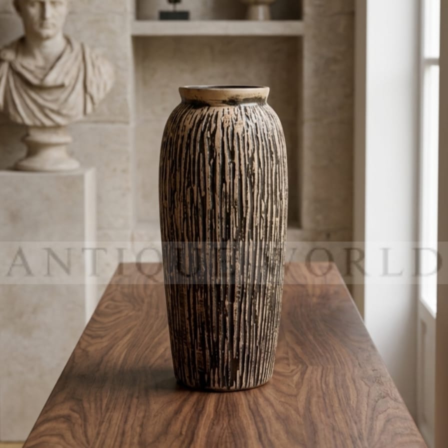 Brindled Clay Tall Urn Vase