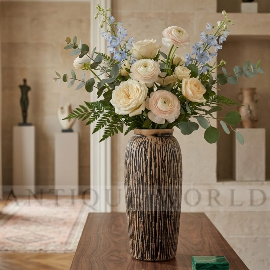 Brindled Clay Tall Urn Vase