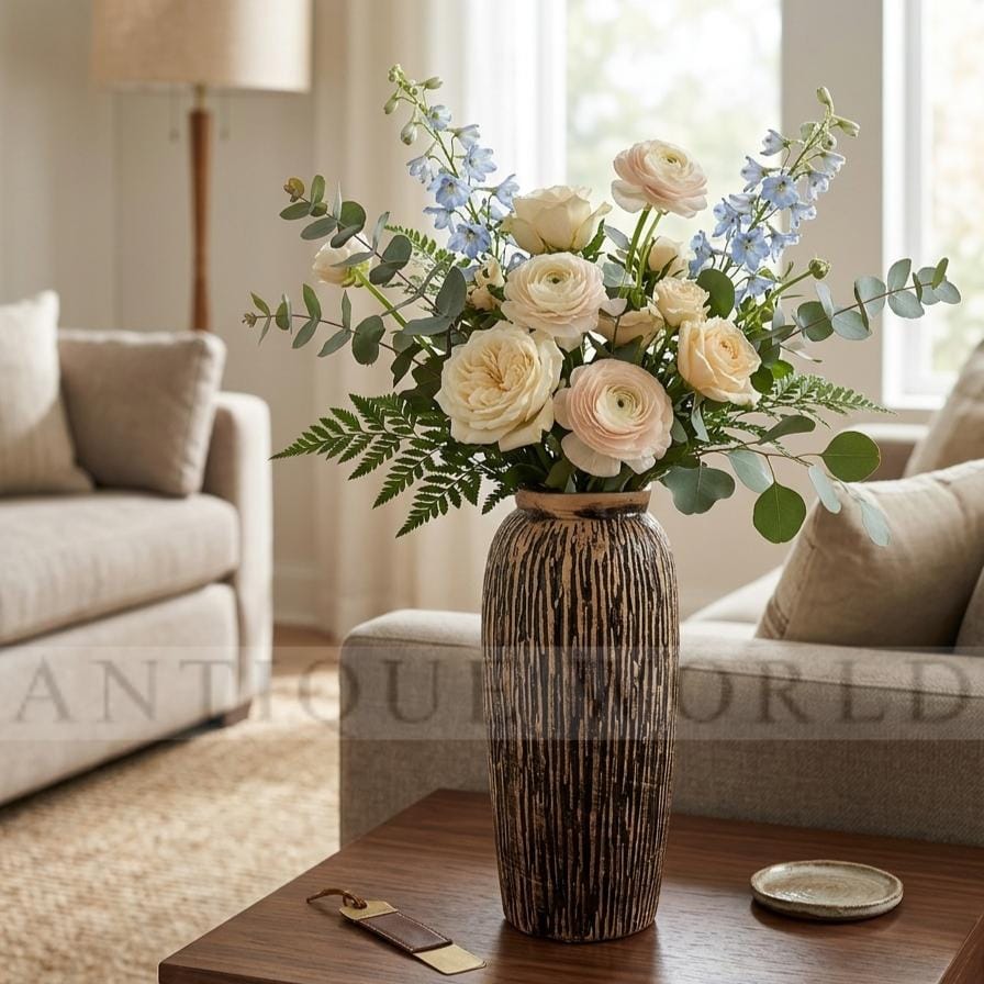 Brindled Clay Tall Urn Vase