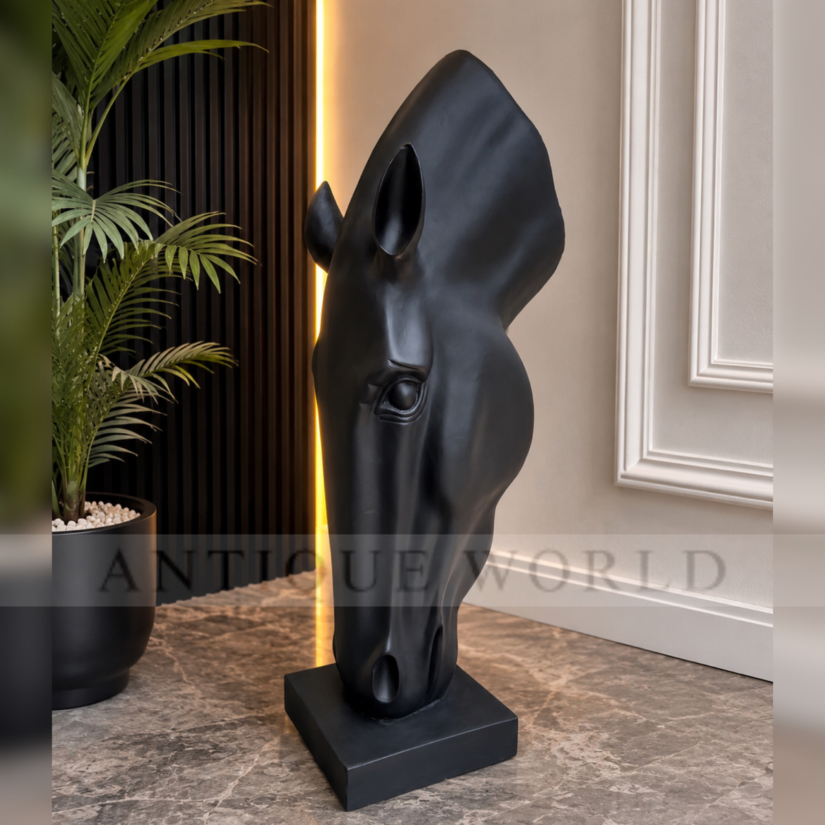 Midnight Stallion Horse Head Sculpture
