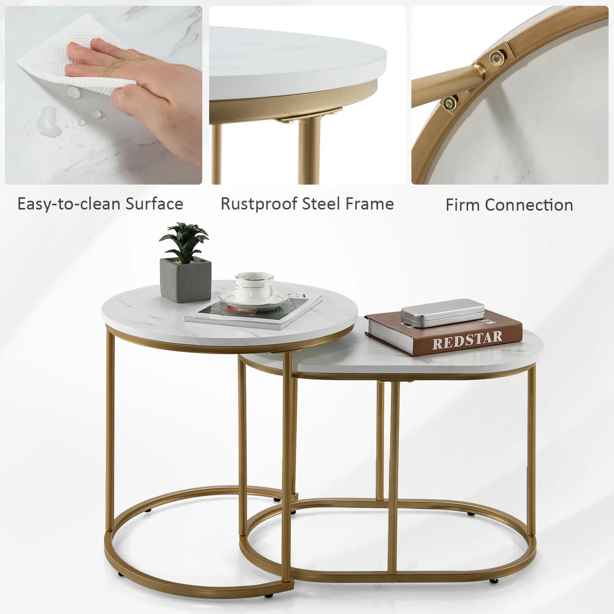 Marble Nesting Coffee Tables (Set of 2)
