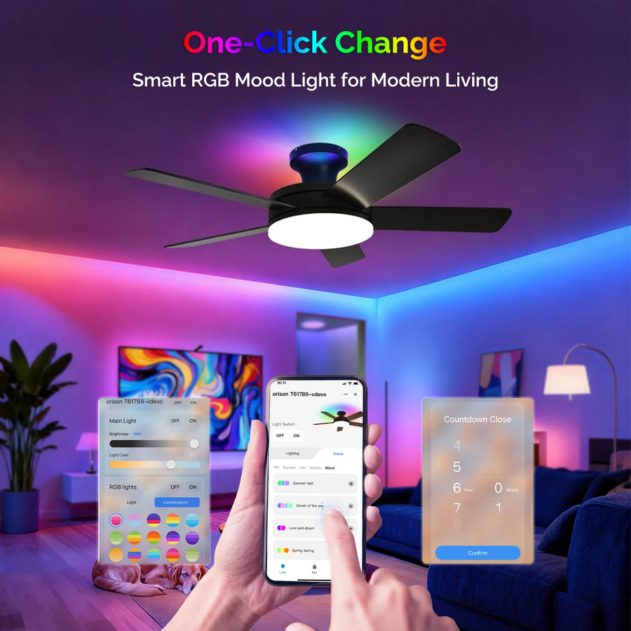 Low-Profile Smart Ceiling Fan with Light