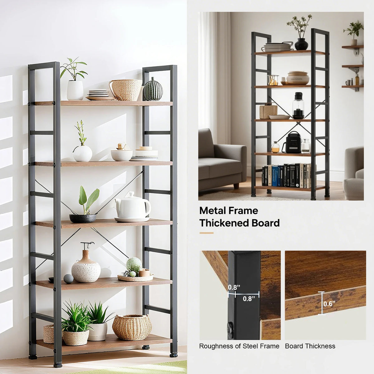 Vintage 5-Tier Bookshelf