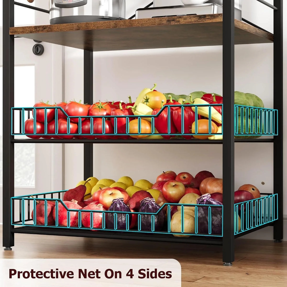 Kitchen Bakers Rack with Baskets