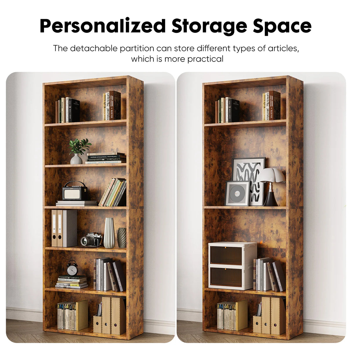 Tall Open Wooden Bookcase