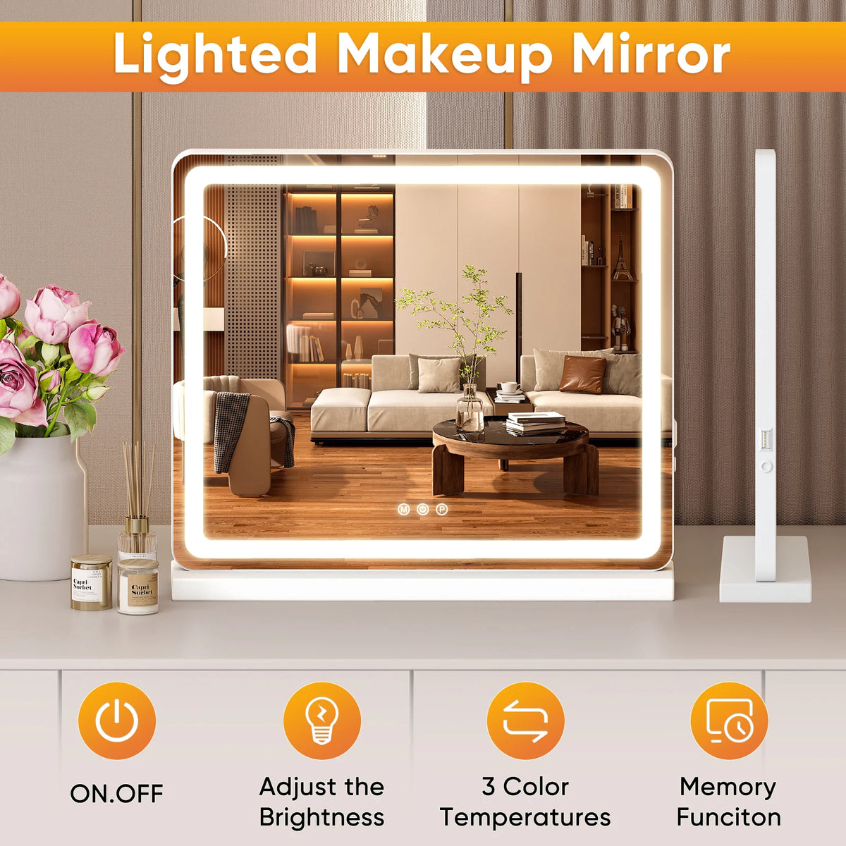 Rectangle LED Vanity Mirror with USB