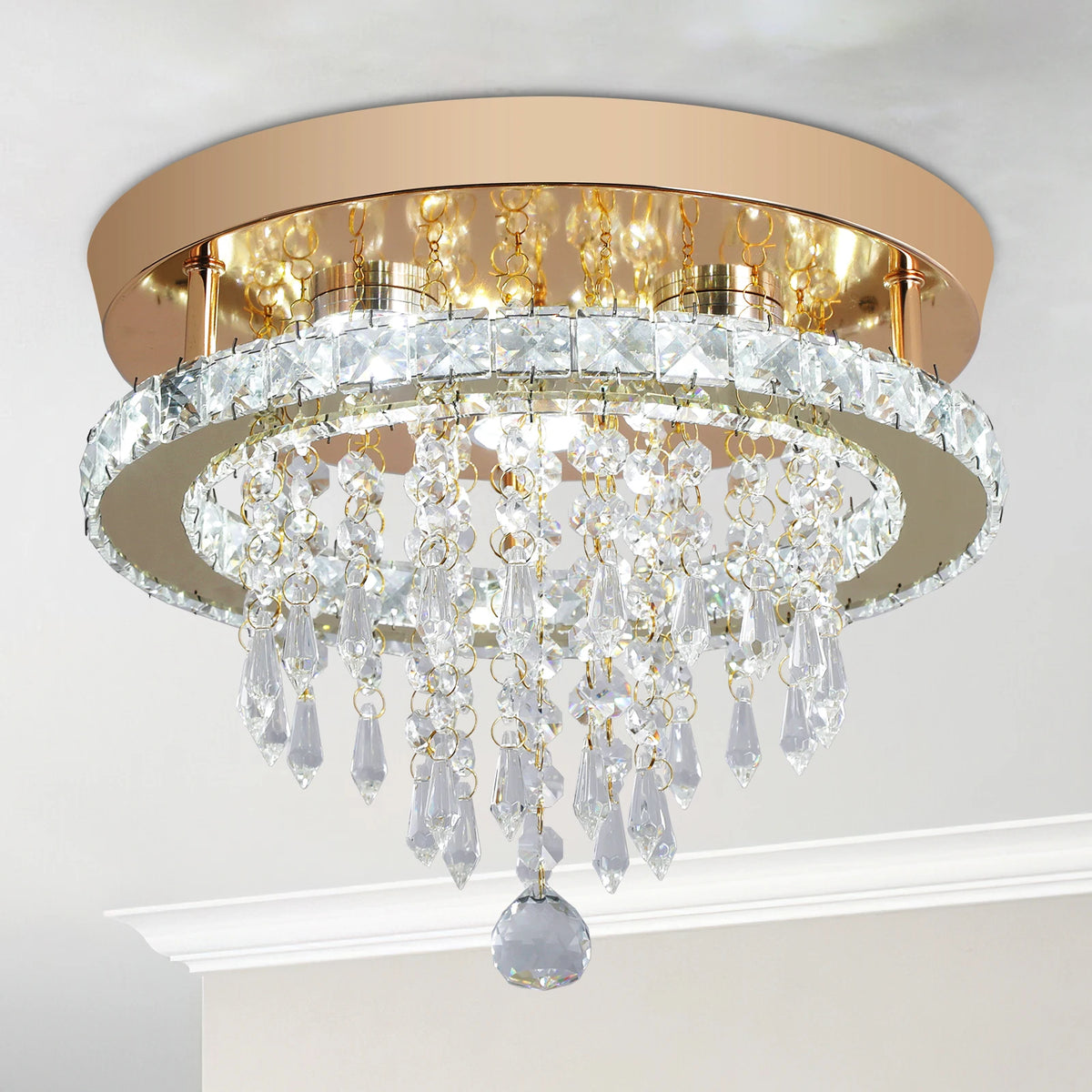 Gold Crystal LED Chandelier