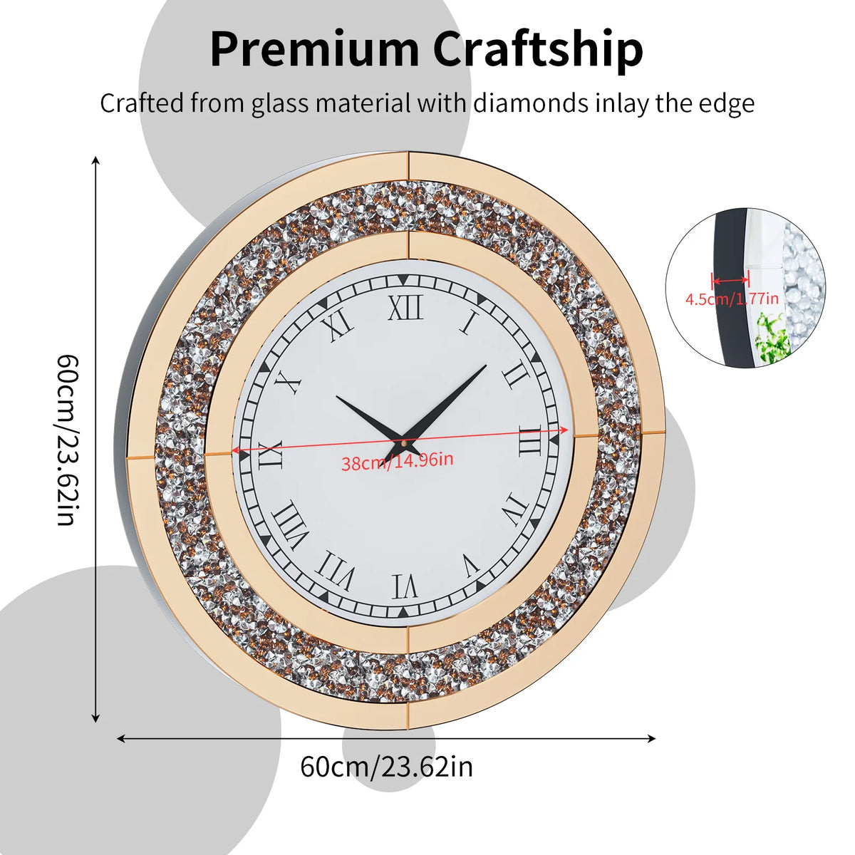 Crystal Sparkle Mirrored Wall Clock