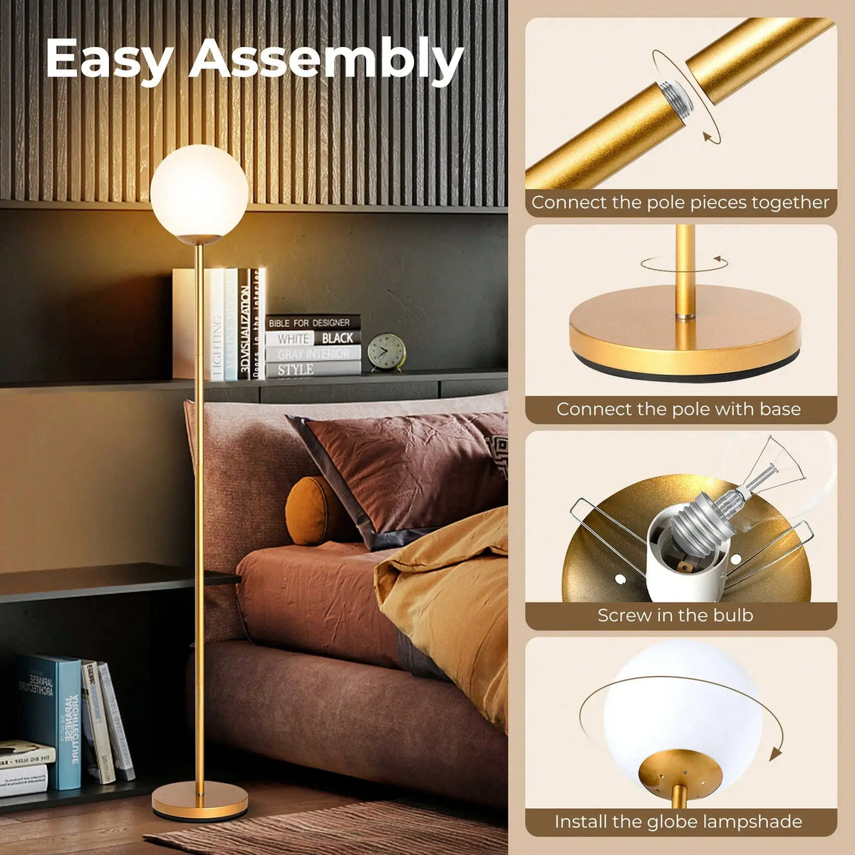 Glass Globe LED Floor Lamp