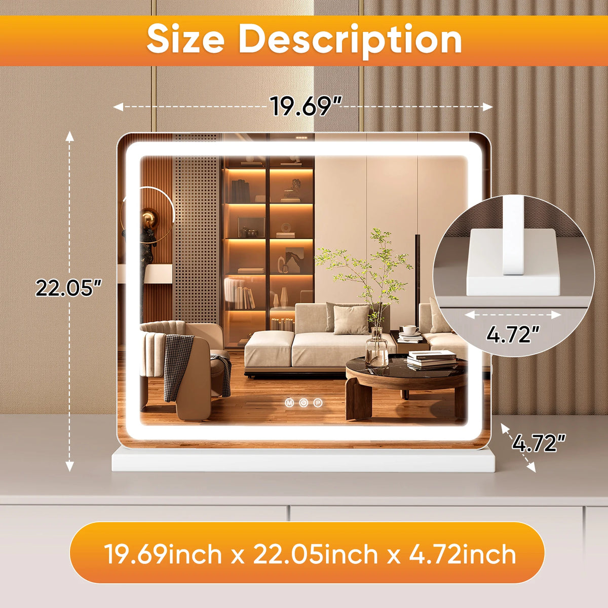 Rectangle LED Vanity Mirror with USB