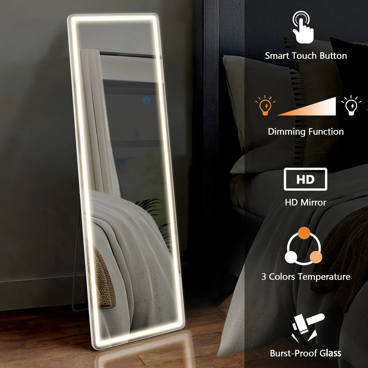 LED Full-Length Floor Mirror