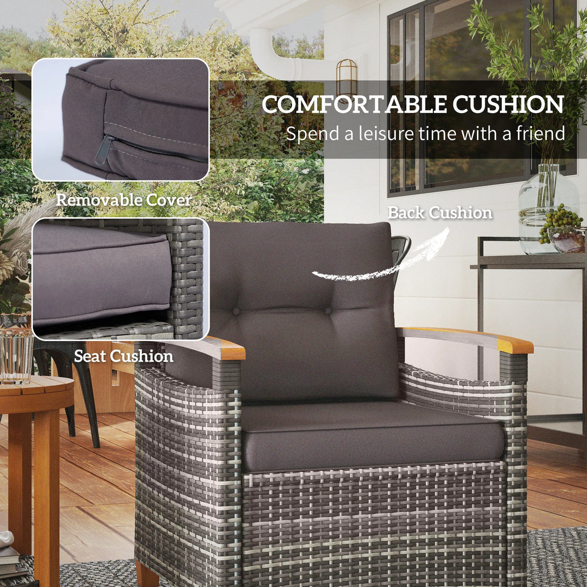 Gray Wicker Bistro Set
