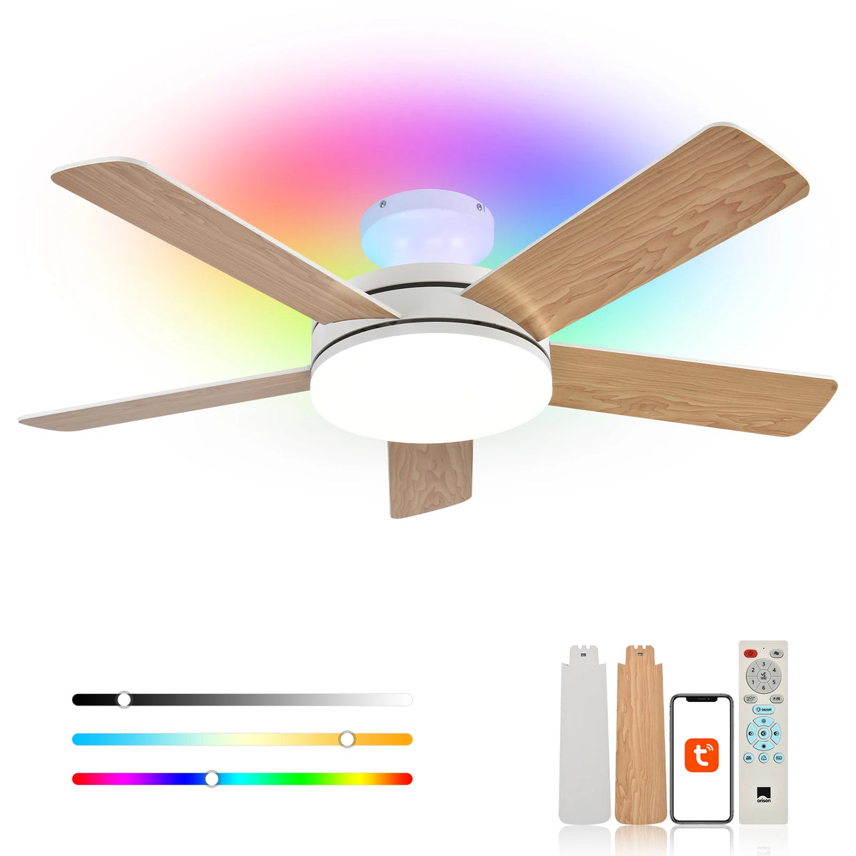 Low-Profile Smart Ceiling Fan with Light