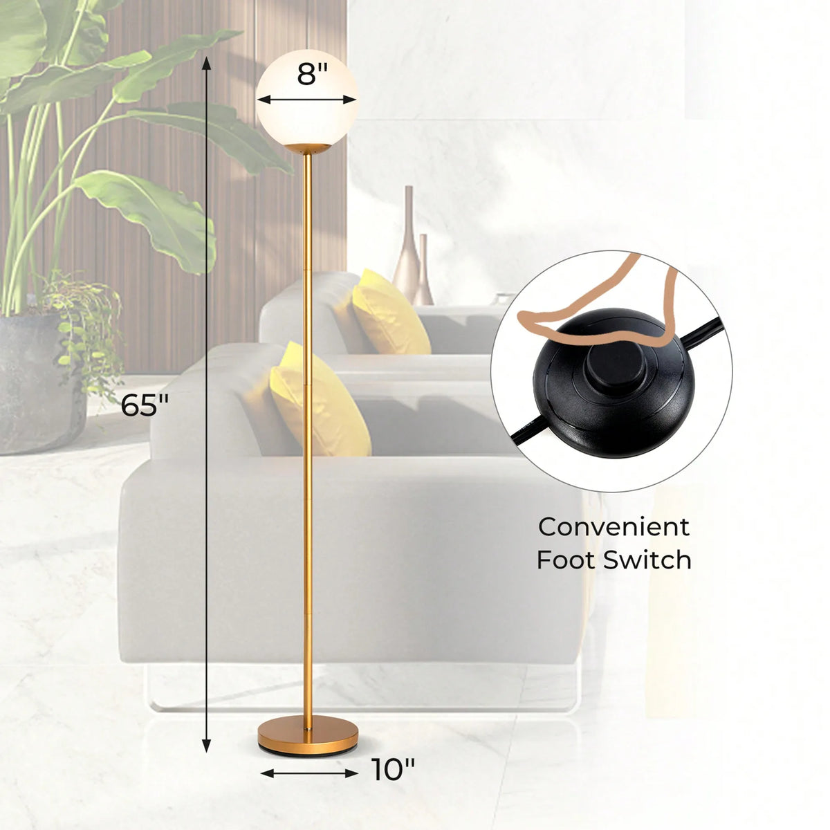 Glass Globe LED Floor Lamp