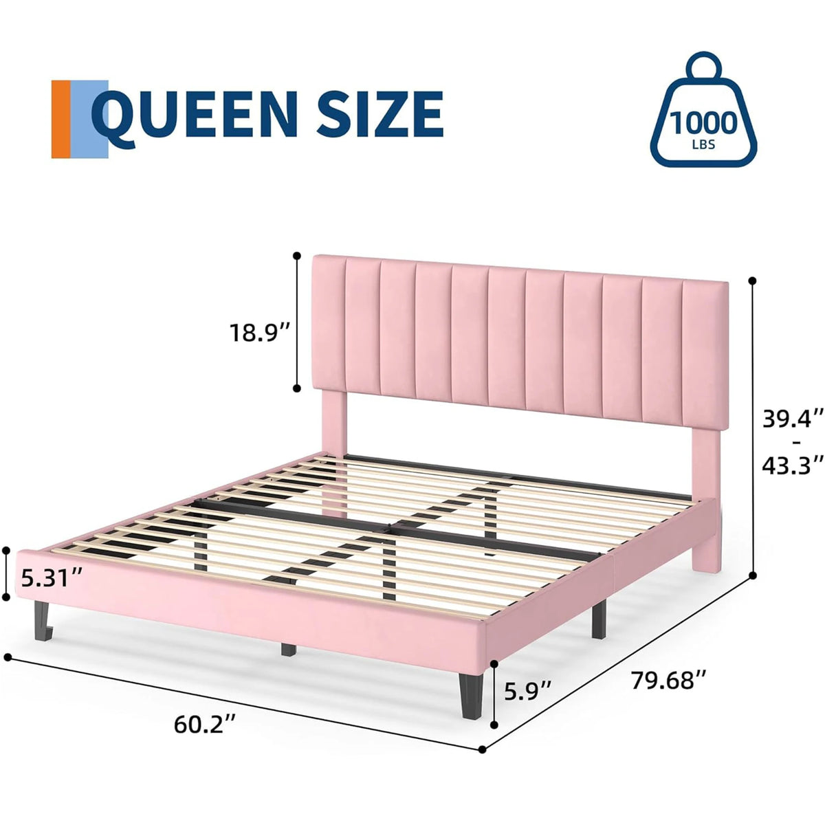 Blush Tufted Platform Bed Frame