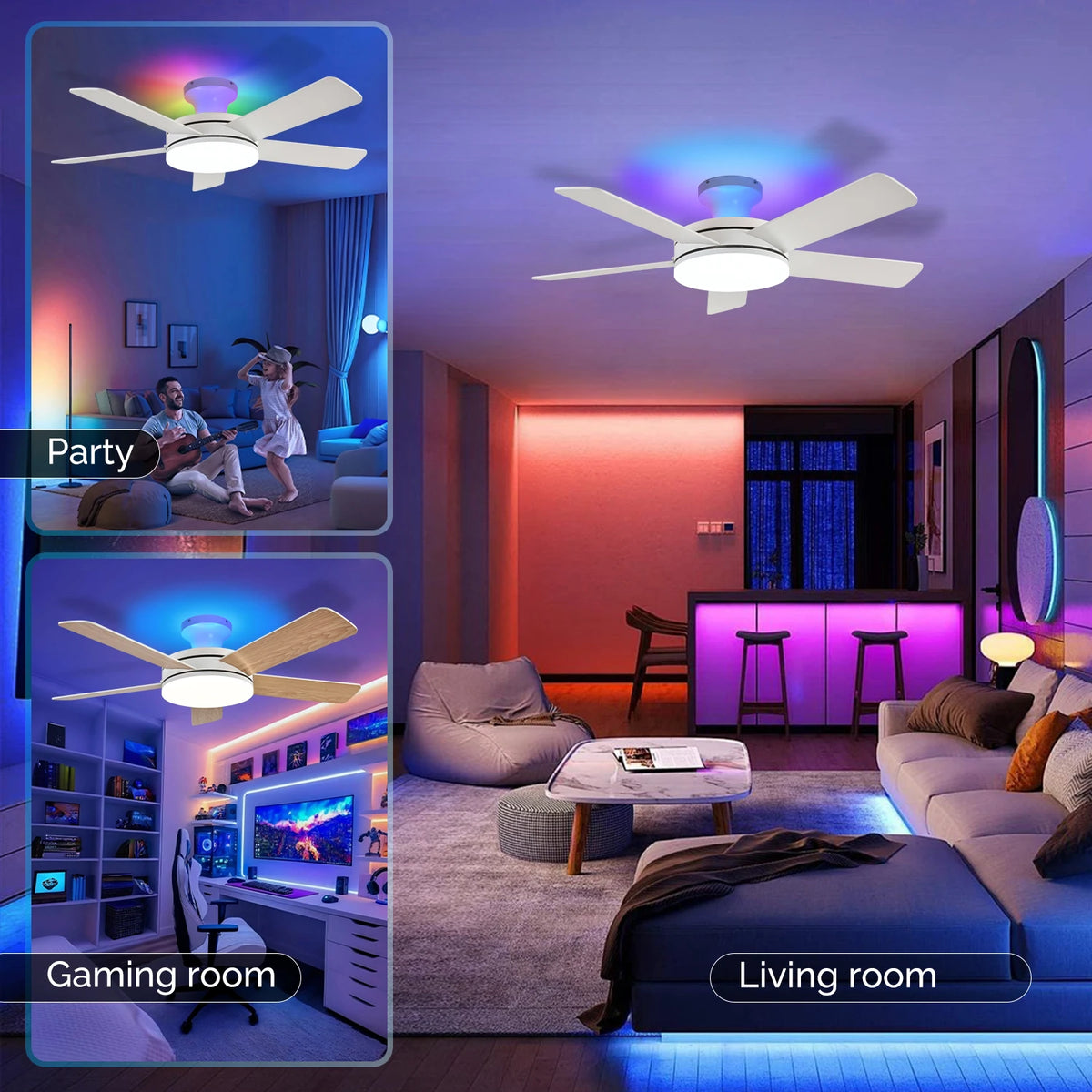 Low-Profile Smart Ceiling Fan with Light