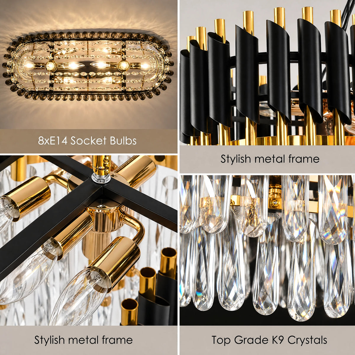 Oval 3-Tier Crystal Chandelier