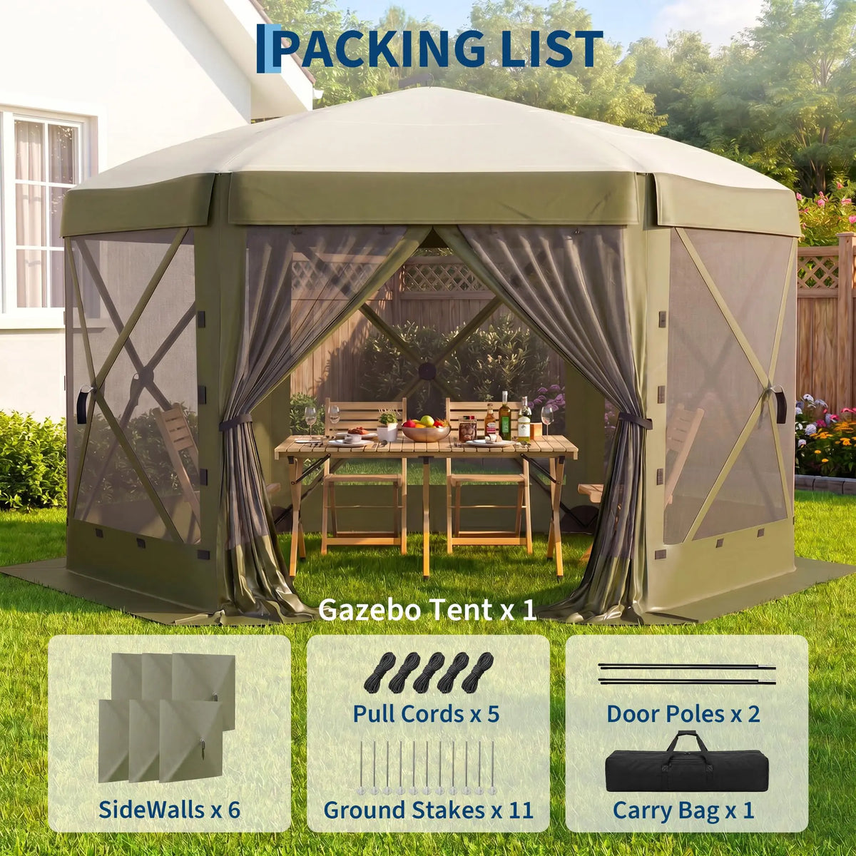 Screened Pop-Up Gazebo 11x11 ft