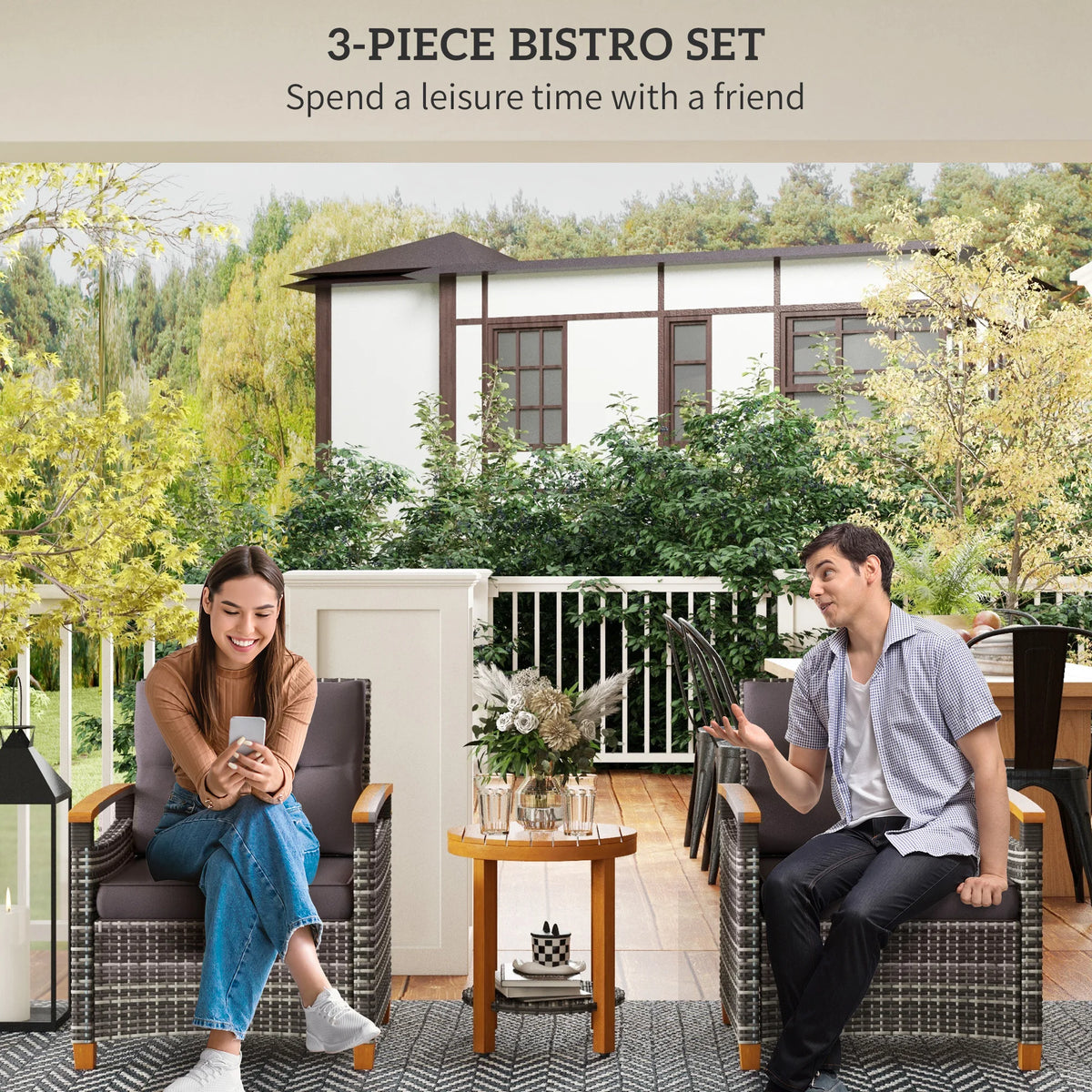 Gray Wicker Bistro Set