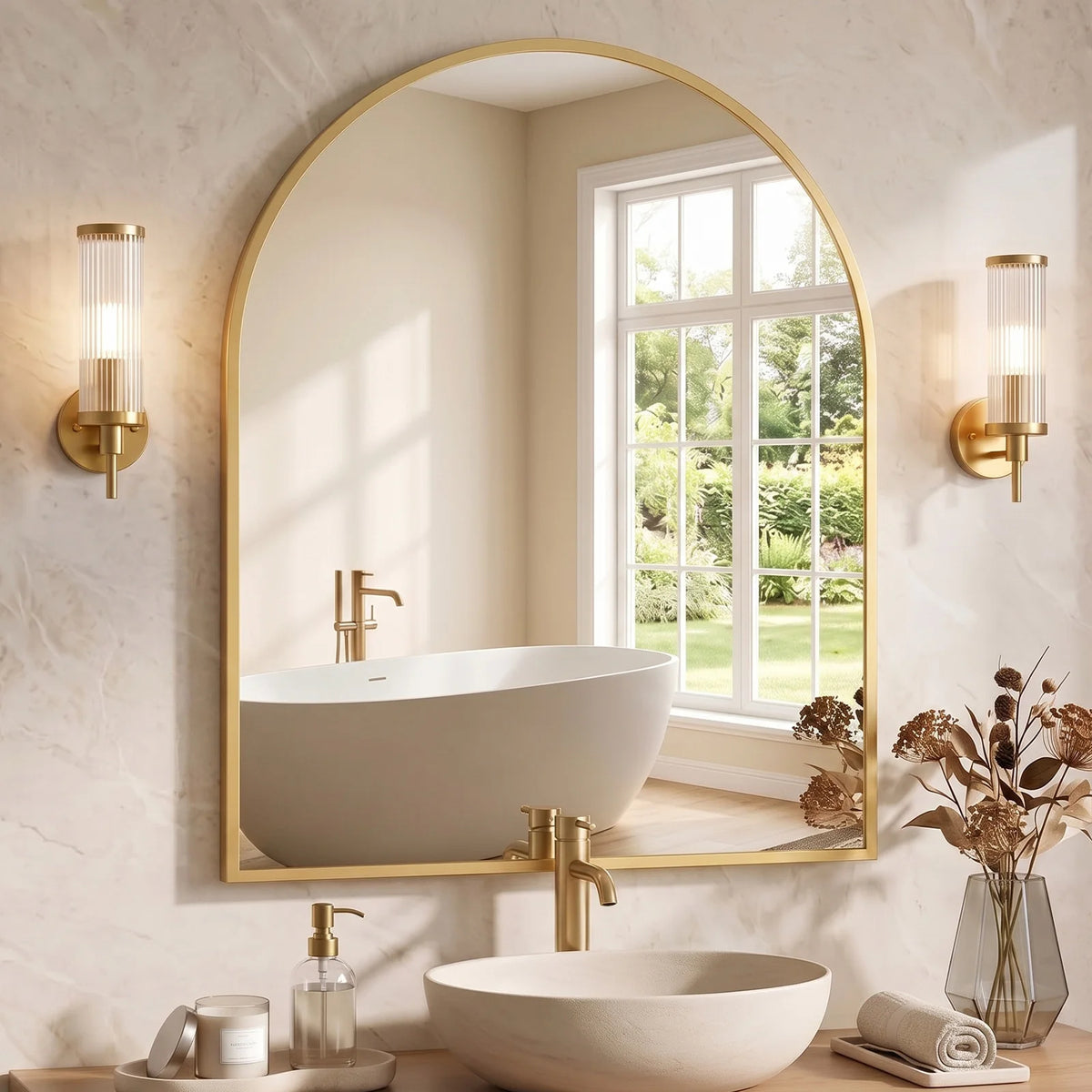 Arched Aluminum Wall Mirror