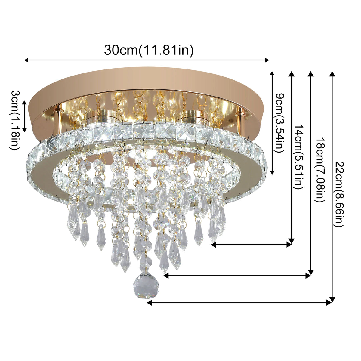 Gold Crystal LED Chandelier