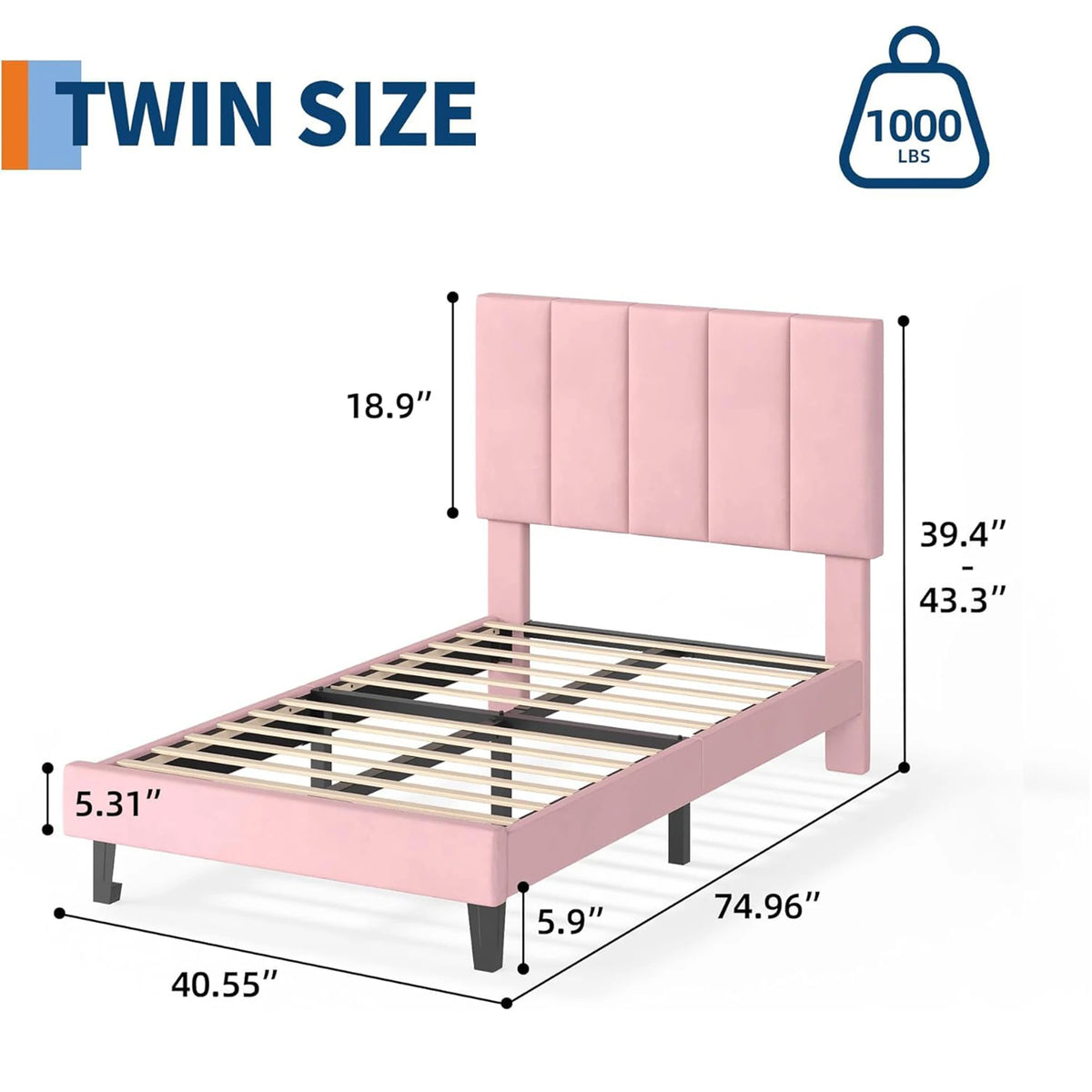Blush Tufted Platform Bed Frame