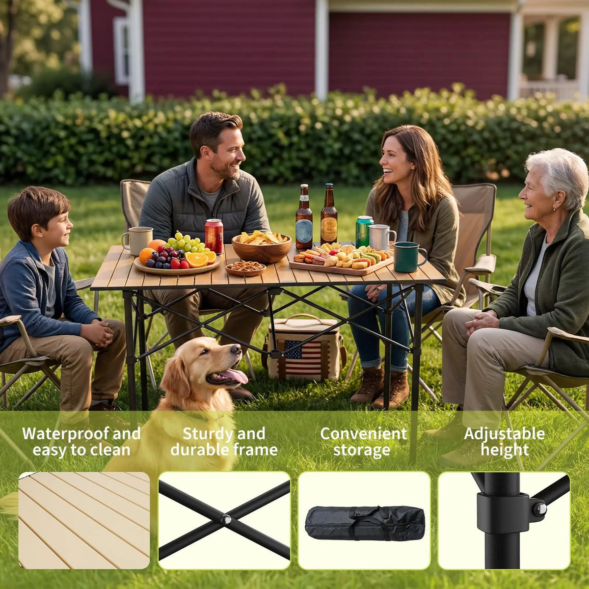 Adjustable Roll-Up Camping Table