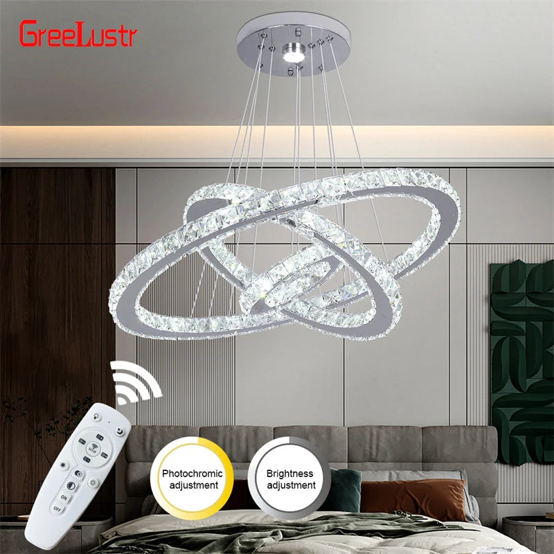 Crystal Rings Chandelier with Remote