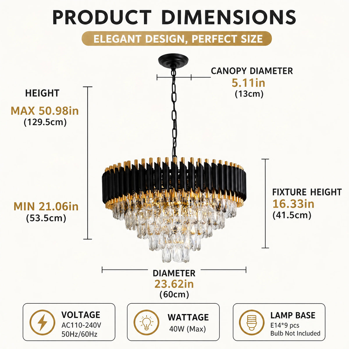 5-Tier Round Crystal Chandelier